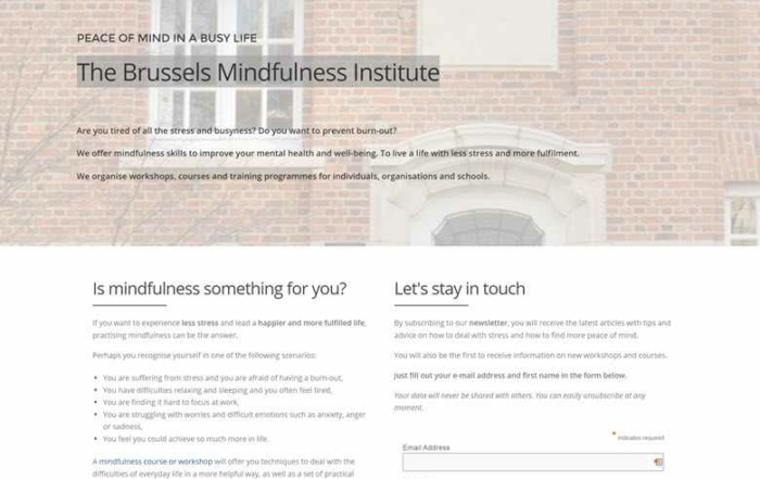 website brussels mindfulness institute screenshot website