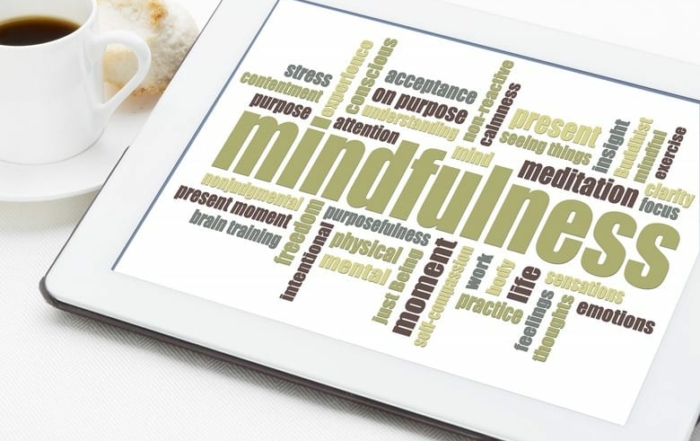 woord mindfulness op tablet